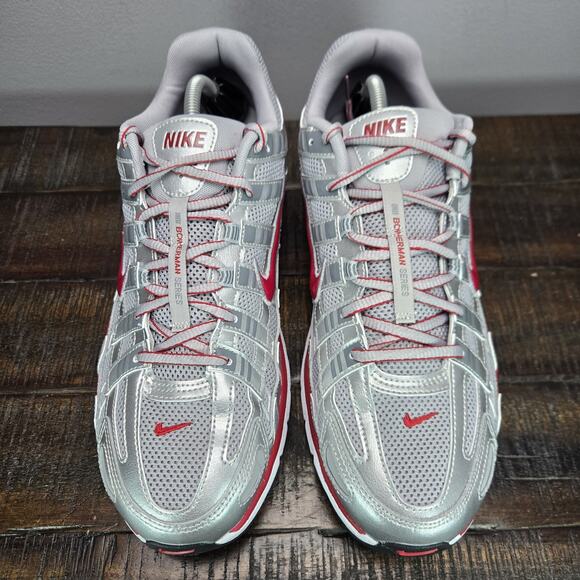 NEW Nike P-6000 Mens Size 11.5 Running Shoes Metallic Silver Gym Red CD6404-024 - Picture 2 of 12